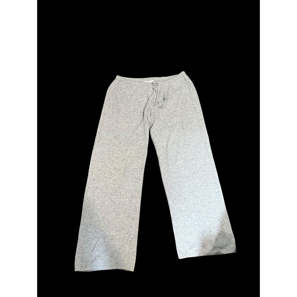 Arlotta 100% Cashmere Lounge Pants Gray Wide Leg Drawstring Knit Trousers Medium